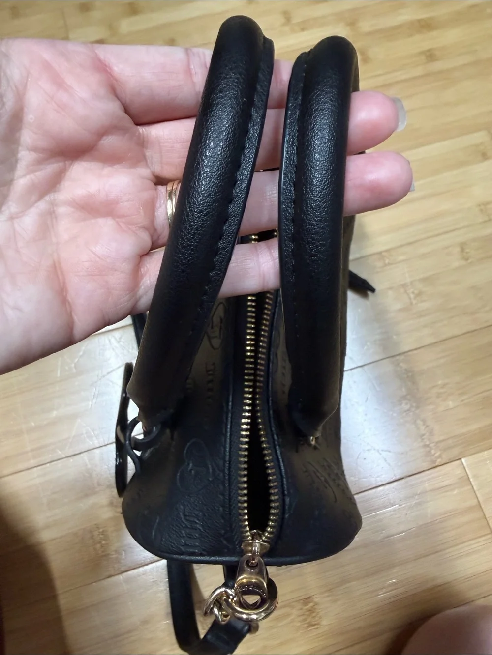 Juicy Couture Black Embossed Heart Satchel with Gold Logo